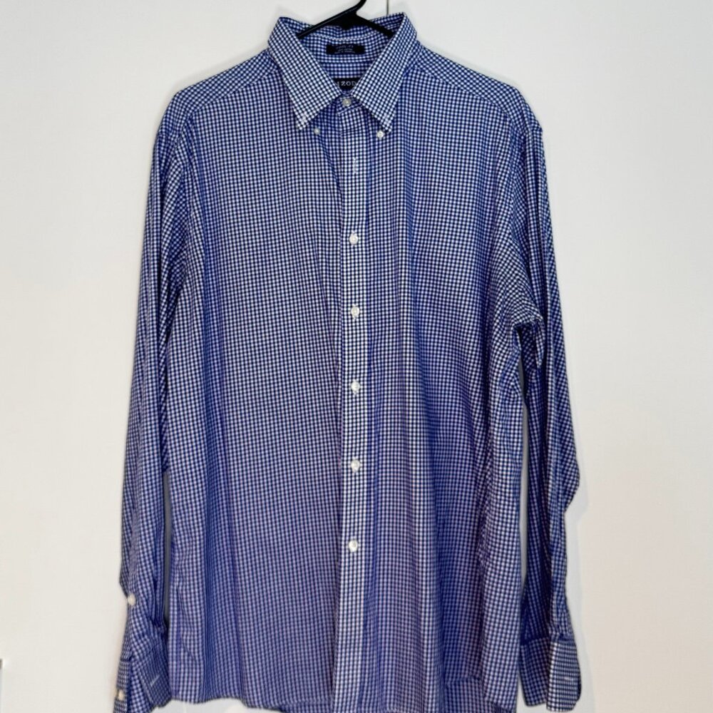 Izod LS Button Down - 17, 34/35 - Blue check